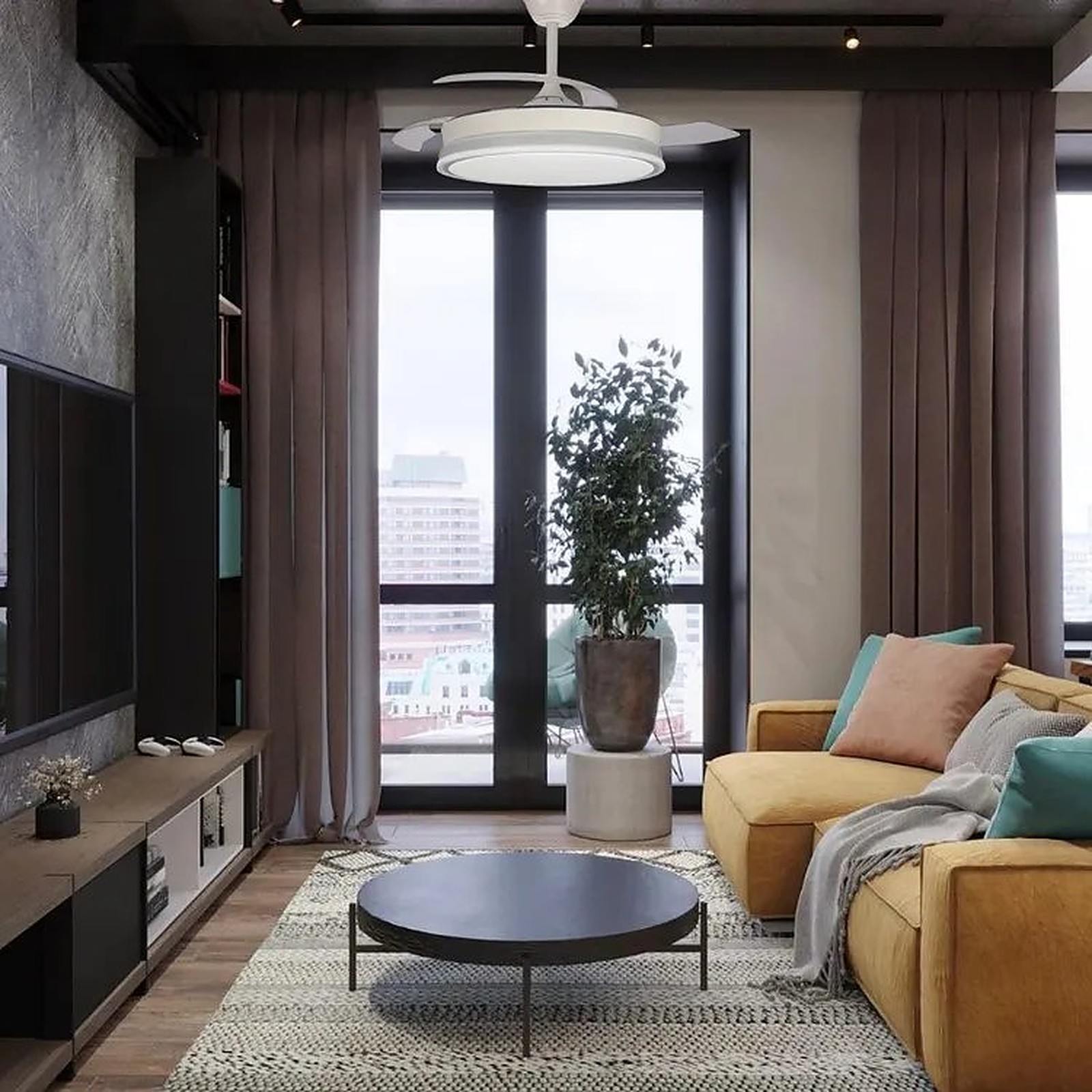 Ventilador de techo AkunaDecor instalado en un salón